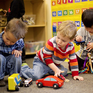 children playing with cars