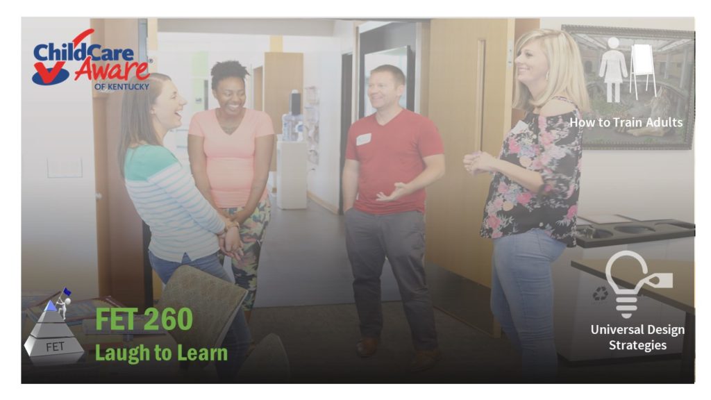 The course catalog image for FET 260 features four people standing in a circle. All have smiles on their faces.