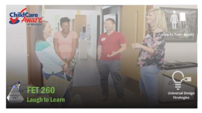 The course catalog image for FET 260 features four people standing in a circle. All have smiles on their faces.