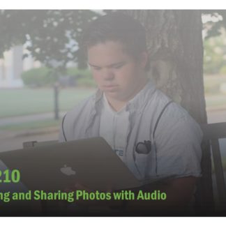 The course catalog image for FET 210 features a man holding a laptop sitting under a tree.