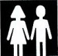The Family friendly interpretation icon is two individuals standing before a black background