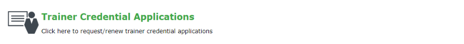 Trainer Credential Applications web page element