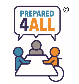 The Prepared4ALL logo shows three figures seated at a table. A collective speech bubble above them says Prepared4ALL.
