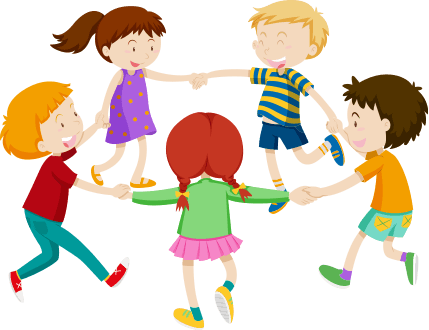 children holding hands going around in a circle