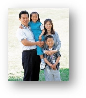 mom, dad, and two children
