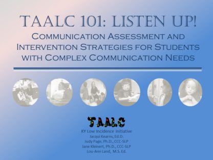 The TAALC Course Image features a gradient backgroun from pink to blue, and TAALC 101: Listen Up heading.