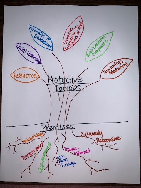 Hand drawing of the Kentucky Strengthening Families tree with the premises represented in the roots.