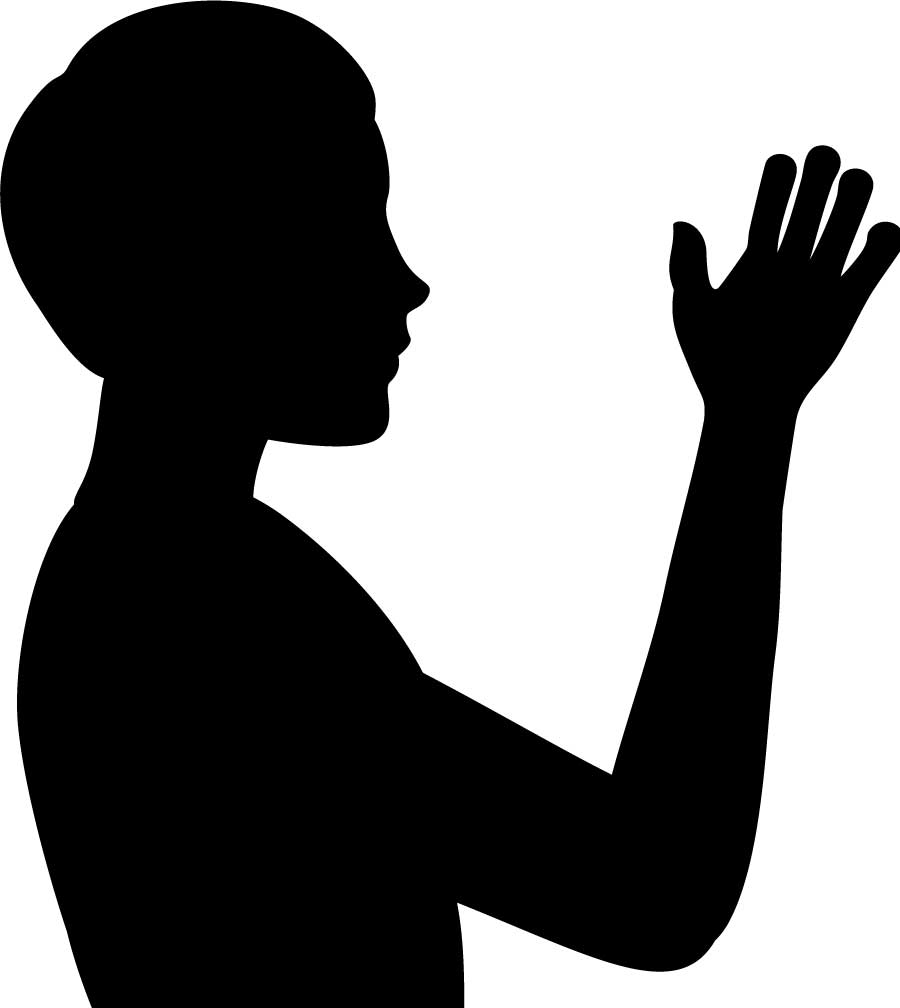 Silhouette of a person waving