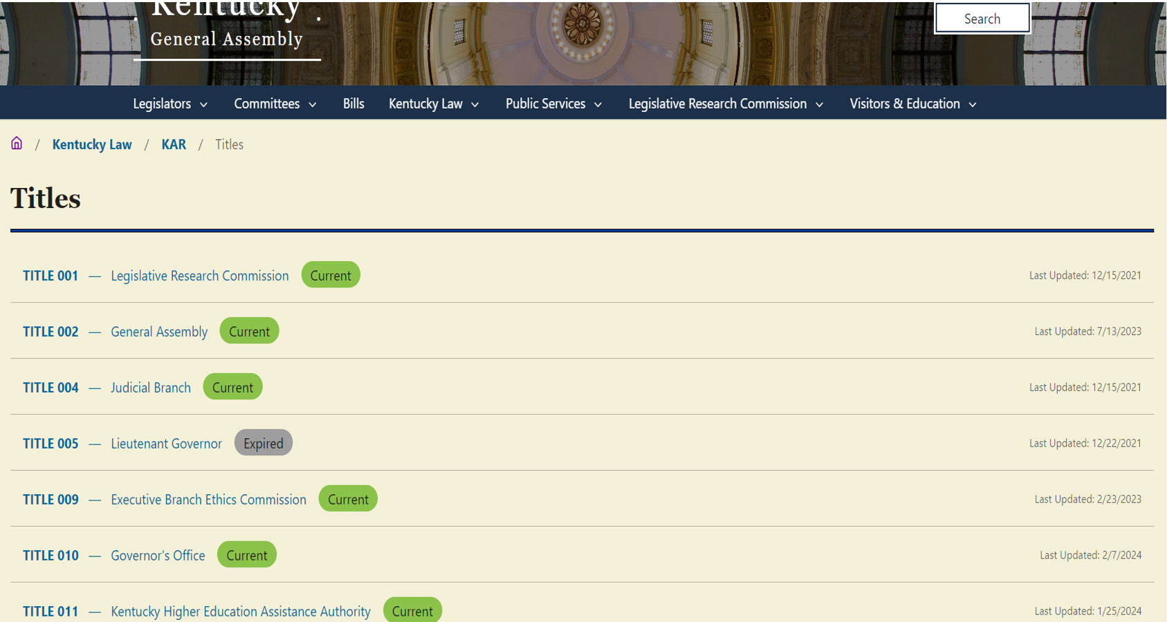 list by title screen shot