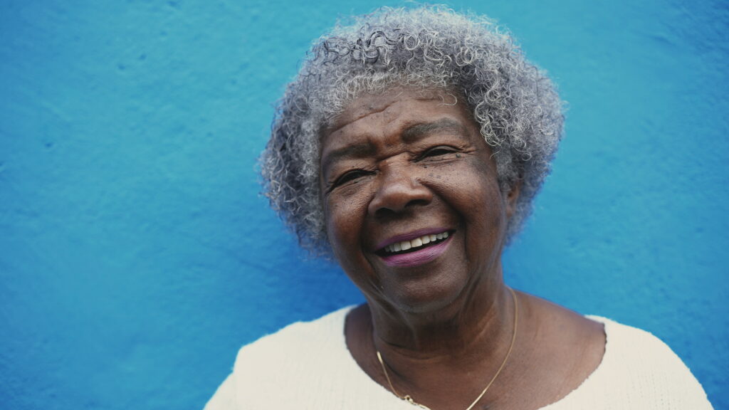 A senior black African woman in 80s